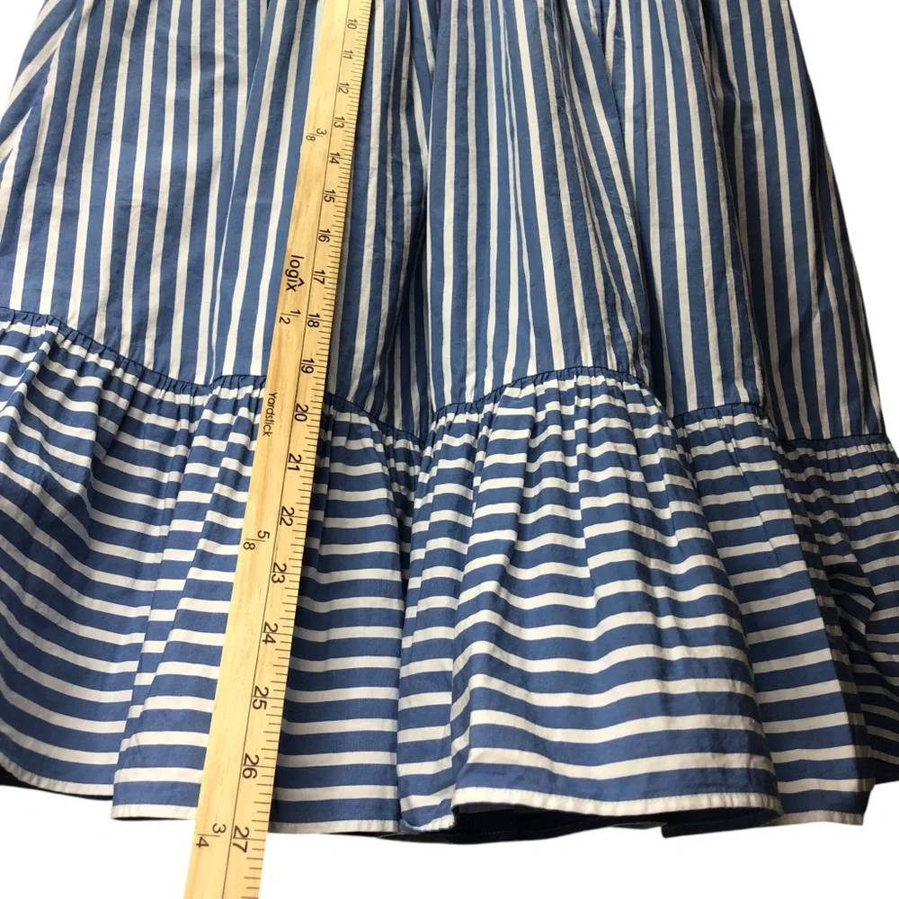 Kate Spade Striped Cotton Skirt Sz S Full Midi Ruffled Hem Coastal Summer Preppy - Picture 7 of 10